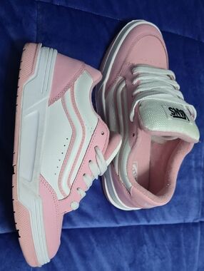 Vans Pink and White Low-Top Skate Sneakers